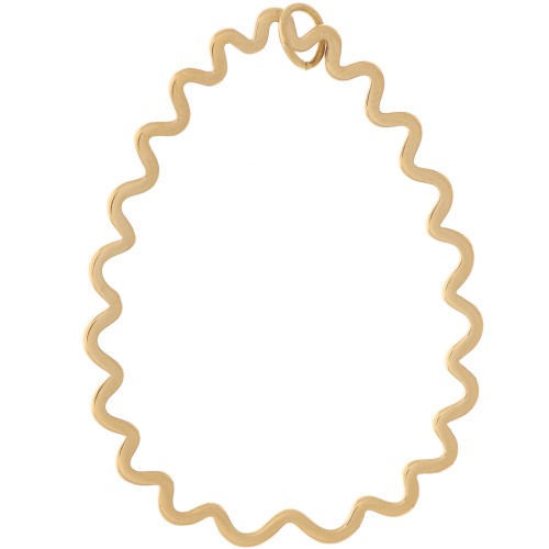 Pendente goccia ondulato 41x31 mm - Acciaio inossidabile 316L dorato x1