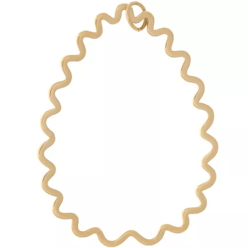 Pendente goccia ondulato 41x31 mm - Acciaio inossidabile 316L dorato x1