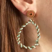 Pendente goccia ondulato 41x31 mm - Acciaio inossidabile 316L dorato x1