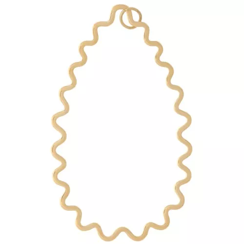 Pendente goccia ondulato 51x31 mm - Acciaio inox 316L dorato x1