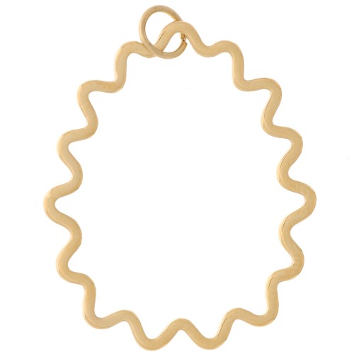 Pendente goccia ondulato 31x25 mm - Acciaio inossidabile 316L dorato x1