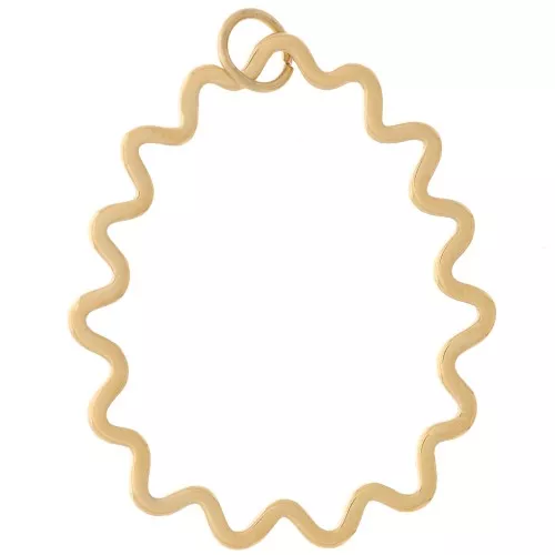 Pendente goccia ondulato 31x25 mm - Acciaio inossidabile 316L dorato x1