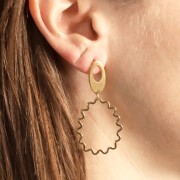 Pendente goccia ondulato 31x25 mm - Acciaio inossidabile 316L dorato x1