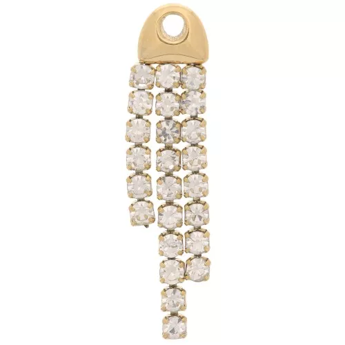 Pendente con frangia di strass 28x6,5mm - Acciaio inossidabile 316L - Cristallo x1