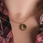 Ciondolo con pietra del mese di nascita in CZ da 6 mm - Marzo - Acciaio inossidabile 316 Dorato, acquamarina x1
