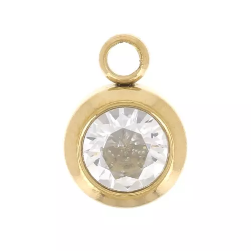 Ciondolo in ossido di zirconio 6 mm Avril 304L in acciaio inossidabile Dorato Crystal