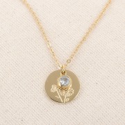 Ciondolo in ossido di zirconio 6 mm Avril 304L in acciaio inossidabile Dorato Crystal