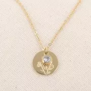 Ciondolo in ossido di zirconio 6 mm Avril 304L in acciaio inossidabile Dorato Crystal