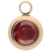 Ciondolo birthstone ossido di zirconio 6 mm luglio Acciaio inossidabile 304L Dorato Ruby|raw }}
