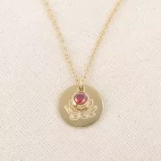 Ciondolo birthstone ossido di zirconio 6 mm luglio Acciaio inossidabile 304L Dorato Ruby