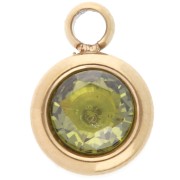 Ciondolo birthstone in ossido di zirconio 6 mm August in acciaio inossidabile 304L gold - Peridot