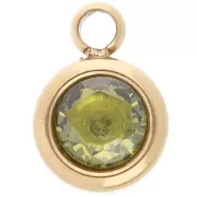 Ciondolo birthstone in ossido di zirconio 6 mm August in acciaio inossidabile 304L gold - Peridot