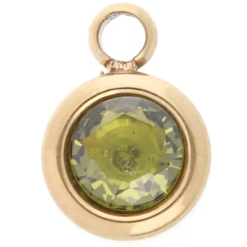 Ciondolo birthstone in ossido di zirconio 6 mm August in acciaio inossidabile 304L gold - Peridot