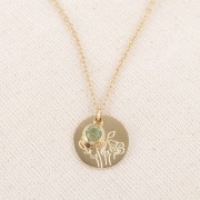 Ciondolo birthstone in ossido di zirconio 6 mm August in acciaio inossidabile 304L gold - Peridot