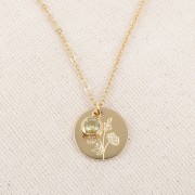 Ciondolo birthstone ossido di zirconio 6mm novembre Acciaio inossidabile 304L Dorato Topazio