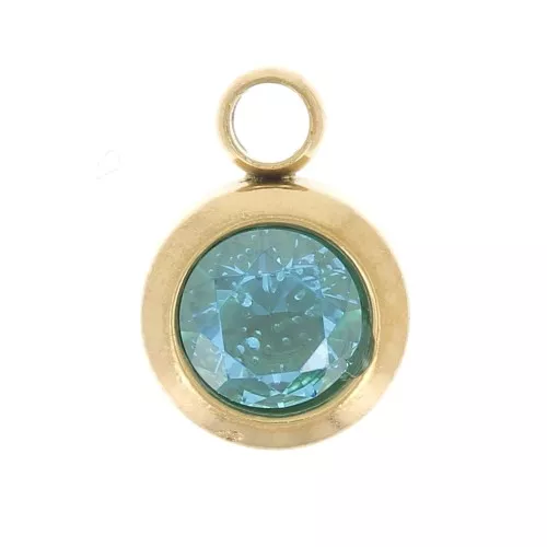 Ciondolo in ossido di zirconio 6 mm dicembre in acciaio inossidabile 304L Dorato - Blu