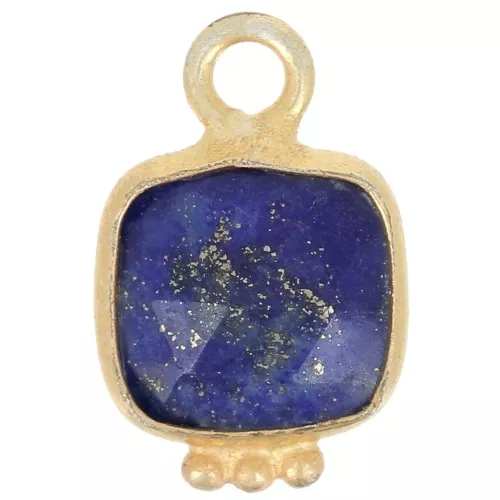 Ciondolo in pietra sfaccettata quadrata 11x7mm - Placcato oro - Lapis lazulix1