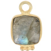 Ciondolo pietra preziosa sfaccettata quadrata 11x7mm placcato oro -Labradoritex1|raw }}