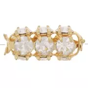 Tubo di perle con cabochon di cristallo Preciosa 16x7 mm - Oro - Cristallo x1