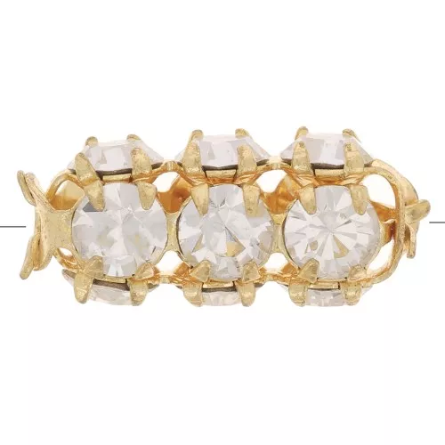 Tubo di perle con cabochon di cristallo Preciosa 16x7 mm - Oro - Cristallo x1