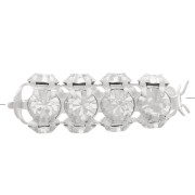 Tubo di perle con cabochon di cristallo Preciosa 20x7 mm - Argento - Cristallo x1