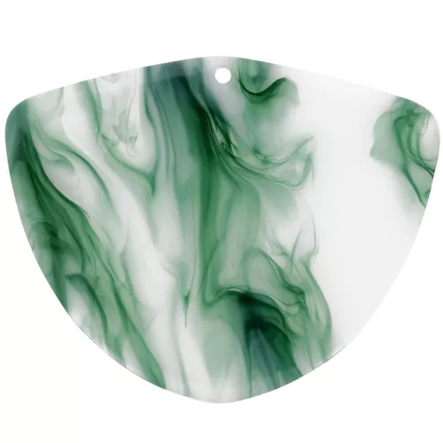 Pendente geometrico in acetato 35x45 mm - Verde scuro marmorizzato - Bianco x1