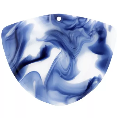 Pendente geometrico in acetato 35x45 mm - Blu scuro marmorizzato - Bianco x1