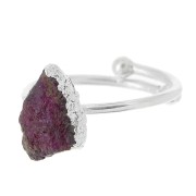 Anello druzy in gemma Sillimanite colorata T.48 a 56 - Arg 925 - imitazione Rubino|raw }}