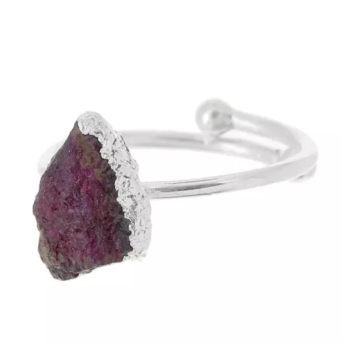 Anello druzy in gemma Sillimanite colorata T.48 a 56 - Arg 925 - imitazione Rubino