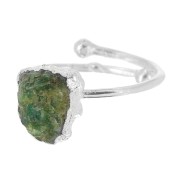 Anello Druzy - gemma Sillimanite di colore da T.48 a 56 - Arg 925 - imita lo smeraldo|raw }}