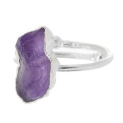 Anello con gemma druzy - Misura 48-56 - Argento 925 - Ametista x1|raw }}