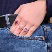 Anello con gemma druzy - Misura 48-56 - Argento 925 - Ametista x1