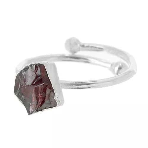 Anello con gemma druzy - Misura 48 - 56 - Argento 925 - Granato x1