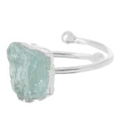 Anello con gemma druzy - Misura da 48 a 56 - Argento 925 - Acquamarina x1|raw }}