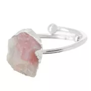 Anello con gemma druzy - Misura 48 - 56 - Argento 925 - Opale rosa x1