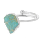 Anello con gemma druzy - Misura 48 - 56 - Argento 925 - Turchese naturale x1