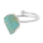 Anello con gemma druzy - Misura 48 - 56 - Argento 925 - Turchese naturale x1