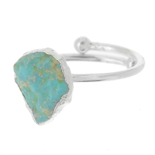 Anello con gemma druzy - Misura 48 - 56 - Argento 925 - Turchese naturale x1