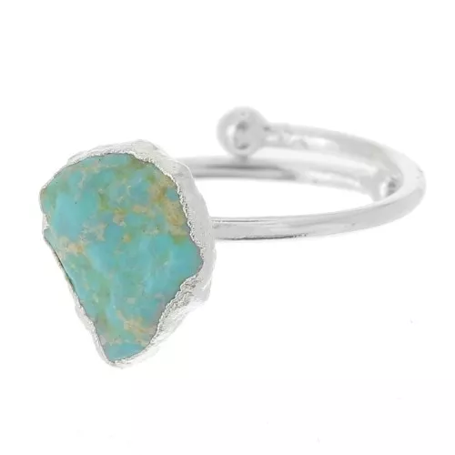 Anello con gemma druzy - Misura 48 - 56 - Argento 925 - Turchese naturale x1
