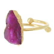 Anello con gemma Sillimanite colorata T.48 a 56 Arg 925 Oro fino - imita il rubino|raw }}