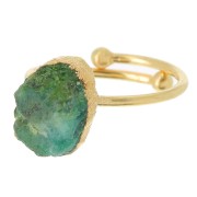 Anello con gemma - Sillimanite colorata arg925 dorato - imitazione dello smeraldo|raw }}