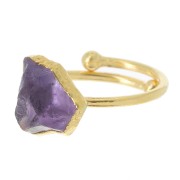 Anello con gemma druzy - Misura 48 - 56 - Argento 925 dorato - Ametista