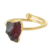 Anello con gemma druzy - Misura 48-56 - Argento 925 dorato - Granato|raw }}