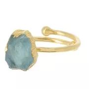 Anello con gemma druzy - da S.48 a 56 - Argento 925 Dorato - Acquamarina