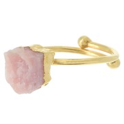 Anello con gemma Druzy - Misura 48 - 56 - Argento 925 dorato - Opale rosa|raw }}
