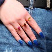 Anello con gemma druzy - Misura da 48 a 56 - Argento 925 dorato - Citrino