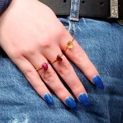 Anello con gemma druzy - Misura da 48 a 56 - Argento 925 dorato - Citrino