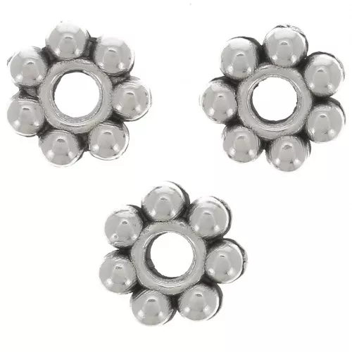 Perle a fiore 6 mm - Placcatura argento antico x100