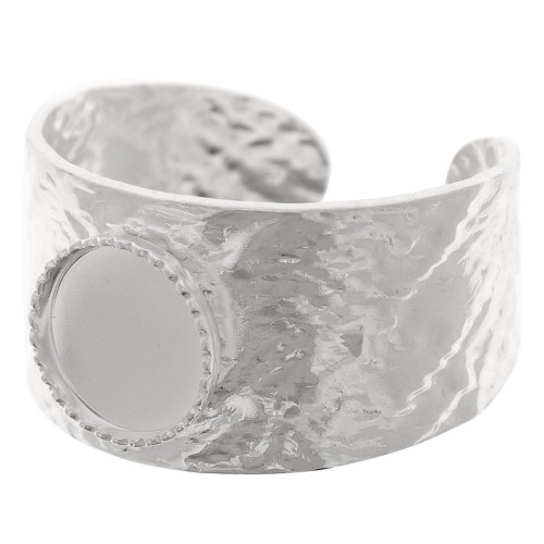 Anello con cabochon incastonato nella parte inferiore piatta 8 mm - Misura da 52 a 58 - Argento 925 x1