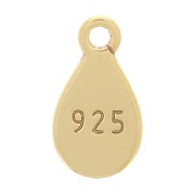 Ciondolo a goccia 9x5 mm con anello aperto - Argento 925 dorato